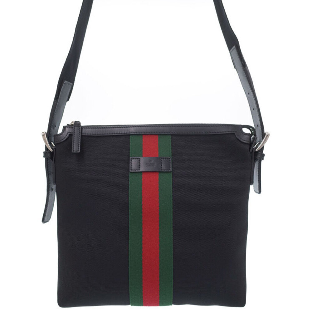 GUCCI Web Band Messenger Bag Shoulder Bag Black